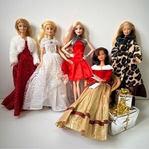 Christmas holiday Barbie doll lot